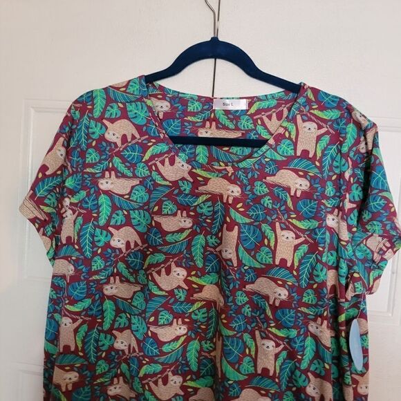 PNAEONG Women's Size large Cotton Nwt Muilt Color Night wear short Sleeve - Picture 6 of 7